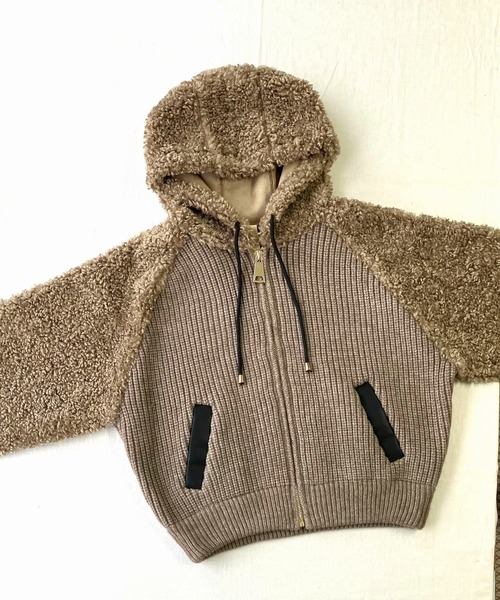 Q(キュー)の「ボアニット切替アウター(その他アウター・レディース・ブラウン/ベージュ・MEDIUM)」の11枚目の写真