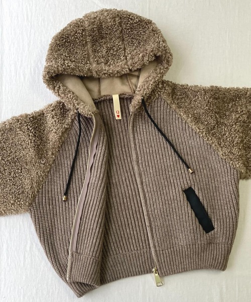 Q(キュー)の「ボアニット切替アウター(その他アウター・レディース・ブラウン/ベージュ・MEDIUM)」の9枚目の写真