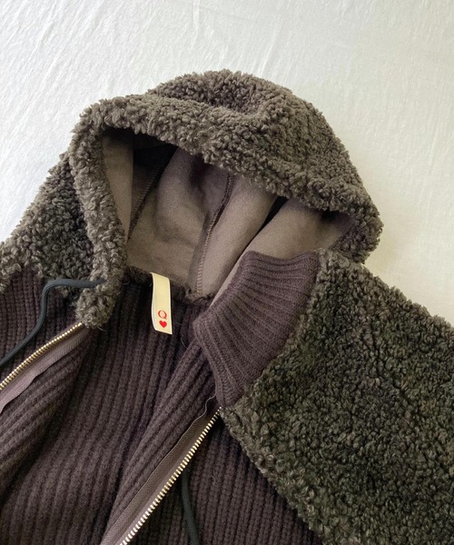 Q(キュー)の「ボアニット切替アウター(その他アウター・レディース・ブラウン/ベージュ・MEDIUM)」の7枚目の写真