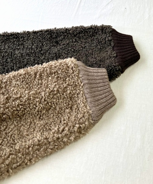 Q(キュー)の「ボアニット切替アウター(その他アウター・レディース・ブラウン/ベージュ・MEDIUM)」の3枚目の写真