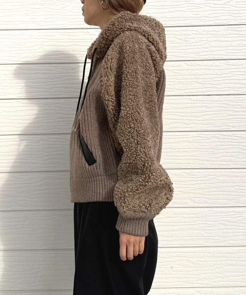 Q(キュー)の「ボアニット切替アウター(その他アウター・レディース・ブラウン/ベージュ・MEDIUM)」の18枚目の写真