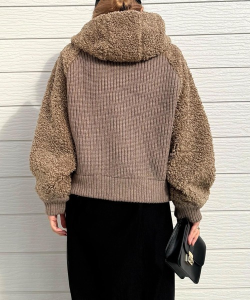 Q(キュー)の「ボアニット切替アウター(その他アウター・レディース・ブラウン/ベージュ・MEDIUM)」の17枚目の写真