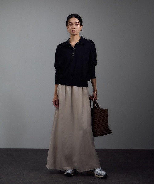 SALON adam et rope'(サロン アダム エ ロペ)の「30ゲージウールニットポロシャツ(ニット/セーター・レディース・ピンク/ベージュ/ブラック・FREE)」の5枚目の写真