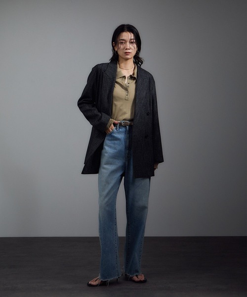 SALON adam et rope'(サロン アダム エ ロペ)の「30ゲージウールニットポロシャツ(ニット/セーター・レディース・ピンク/ベージュ/ブラック・FREE)」の6枚目の写真