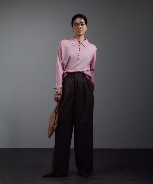 サロン アダム エ ロペ（SALON adam et rope’ ）/30ゲージウールニットポロシャツ セール】30ゲージウールニットポロシャツ（ニット/セーター）｜SALON