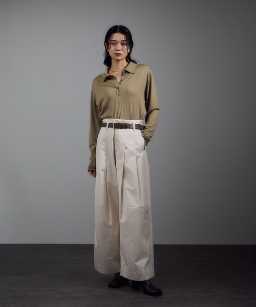 SALON adam et rope'(サロン アダム エ ロペ)の「30ゲージウールニットポロシャツ(ニット/セーター・レディース・ピンク/ベージュ/ブラック・FREE)」の13枚目の写真