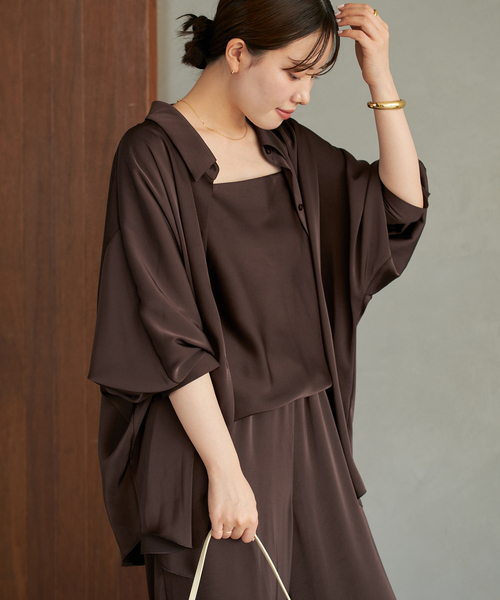 dull satin dolman ブラウス plage25AW dull satin dolman ブラウス（シャツ/ブラウス）｜Plage