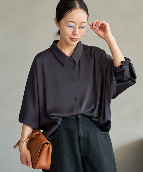dull satin dolman ブラウス plage25AW dull satin dolman ブラウス plage25AW