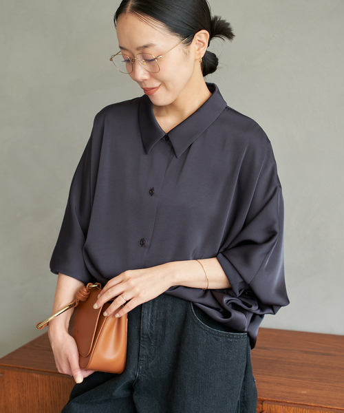 dull satin dolman ブラウス plage25AW dull satin dolman ブラウス（シャツ/ブラウス）｜Plage
