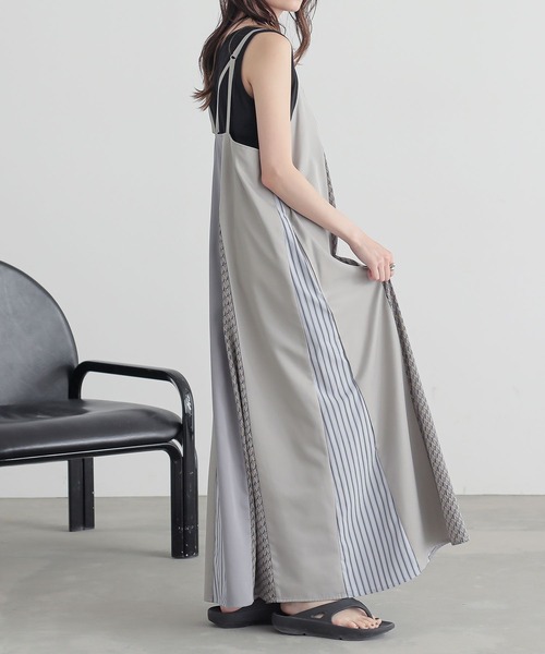 n'OrLABEL(ノアールレーベル)の「『柄切替配色キャミワンピ』(ワンピース・レディース・ブラック/グレイッシュベージュ・2/1)」の4枚目の写真