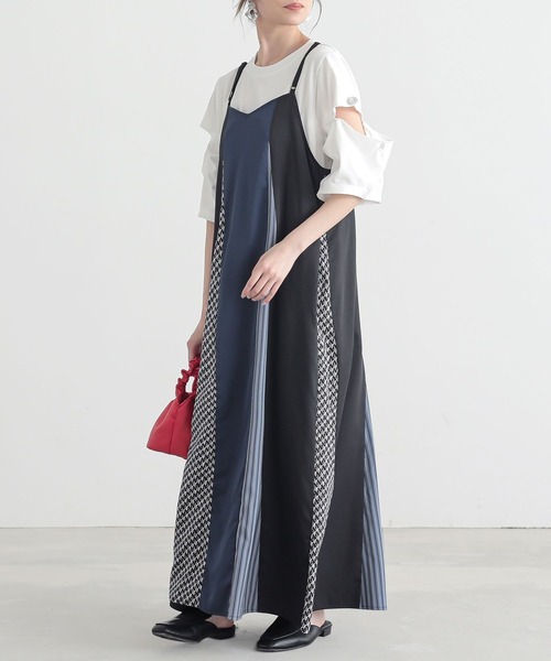 n'OrLABEL(ノアールレーベル)の「『柄切替配色キャミワンピ』(ワンピース・レディース・ブラック/グレイッシュベージュ・2/1)」の10枚目の写真