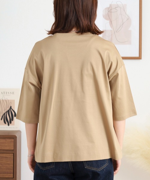 BRODIAEA(ブローディア)の「BRODIAEA ロゴプリント5分袖Tシャツ(Tシャツ/カットソー・レディース・サックスブルー/ピンク/ベージュ/ネイビー・40)」の5枚目の写真