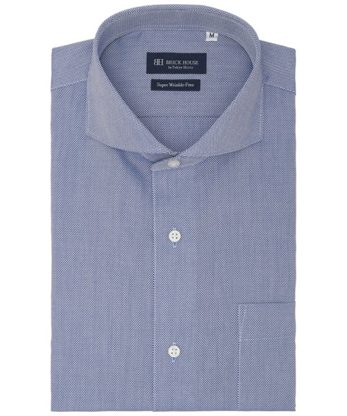 TOKYO SHIRTS(トウキョウシャツ)の「【超形態安定】形態安定ノンアイロン ホリゾンタルワイド 半袖ビジネスワイシャツ(ビジネスシャツ・メンズ・ブルー・首回り43cm/首回り41cm/首回り39cm/首回り42cm/首回り37cm)」の1枚目の写真