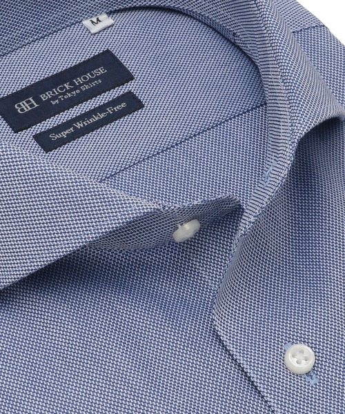 TOKYO SHIRTS(トウキョウシャツ)の「【超形態安定】形態安定ノンアイロン ホリゾンタルワイド 半袖ビジネスワイシャツ(ビジネスシャツ・メンズ・ブルー・首回り43cm/首回り41cm/首回り39cm/首回り42cm/首回り37cm)」の2枚目の写真