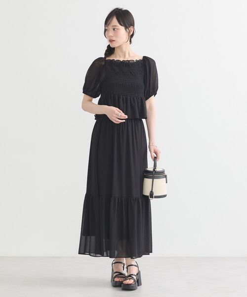 ブラウス シャツ SET2点フロッキードットブラウス＋スカート レディース SET2点フロッキードットブラウス＋スカート（シャツ/ブラウス