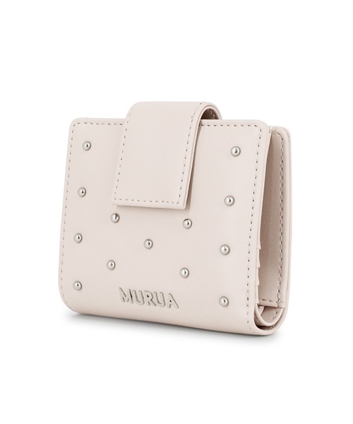 MURUA（ムルーア）の「MURUA(ムルーア)二つ折り財布 MR-W1373 スタッズ（財布・レディース・ワイン/ブラック/ベージュ・FREE）」の11枚目の写真