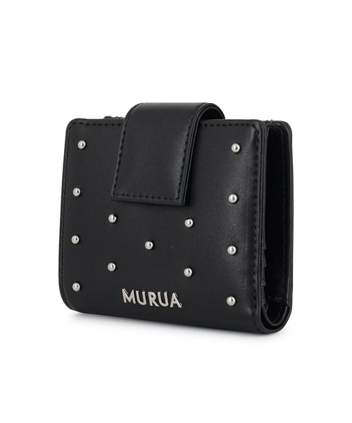 MURUA（ムルーア）の「MURUA(ムルーア)二つ折り財布 MR-W1373 スタッズ（財布・レディース・ワイン/ブラック/ベージュ・FREE）」の5枚目の写真