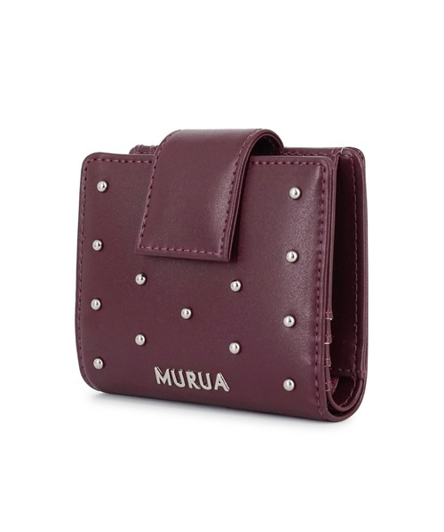 MURUA（ムルーア）の「MURUA(ムルーア)二つ折り財布 MR-W1373 スタッズ（財布・レディース・ワイン/ブラック/ベージュ・FREE）」の17枚目の写真