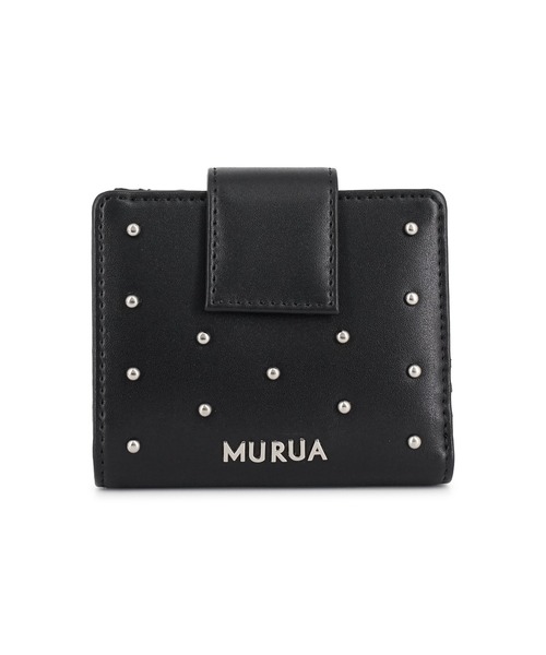 MURUA（ムルーア）の「MURUA(ムルーア)二つ折り財布 MR-W1373 スタッズ（財布・レディース・ワイン/ブラック/ベージュ・FREE）」の4枚目の写真