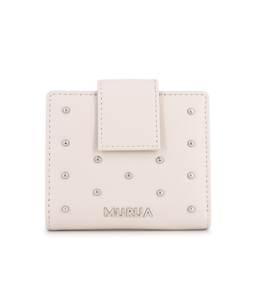 MURUA（ムルーア）の「MURUA(ムルーア)二つ折り財布 MR-W1373 スタッズ（財布・レディース・ワイン/ブラック/ベージュ・FREE）」の10枚目の写真