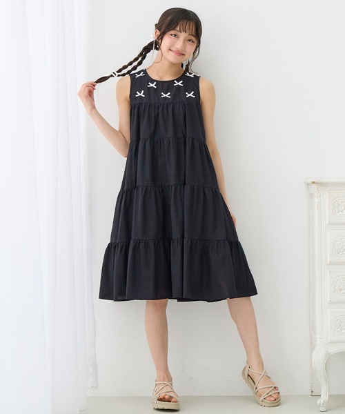 バーバリー ティアード ワンピース ウール チェック リボン フリル 38