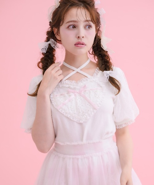 mellfy memory メルフィーメモリー ピンク ニット mellfy memory（メルフィーメモリー）の「Fairy swan bolero