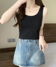 ADDITION STORE | 【 １枚でリラックス ♪インナーやルームウェアにも最適】カップ付き クロップド タンクトップ / パット付き クロップド タンクトップ(タンクトップ)