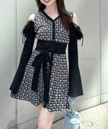 many wayフェイクファージャガードミニニットワンピース 秋服