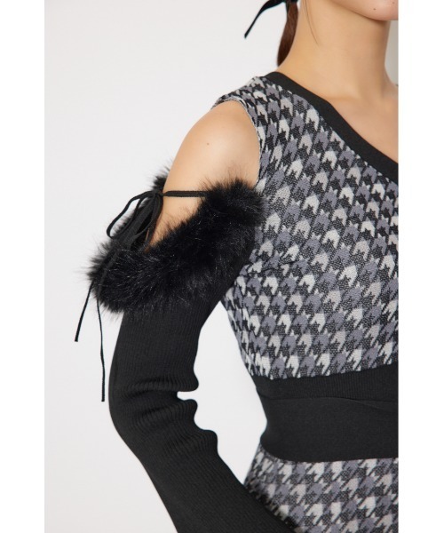 セール】many wayフェイクファージャガードミニニットワンピース 秋服