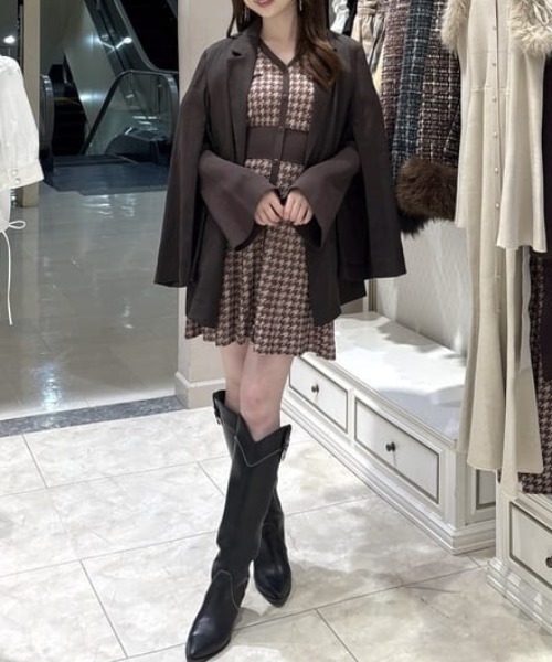 セール】many wayフェイクファージャガードミニニットワンピース 秋服