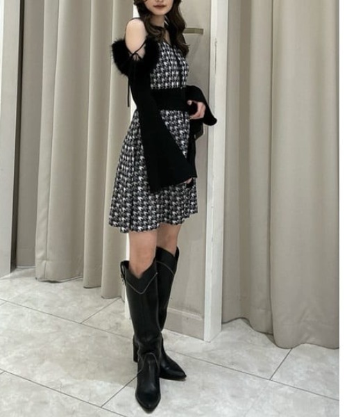 many wayフェイクファーミニニットワンピース　リエンダ rienda | many wayフェイクファーミニニットワンピース