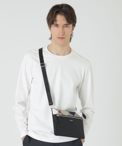 BLACK LABEL CRESTBRIDGE(ブラックレーベル・クレストブリッジ)の「【一部店舗限定】ナイロンオックスクレストブリッジチェックサコッシュ(ショルダーバッグ・メンズ・ベージュ系その他/ブラック・FREE)」の10枚目の写真