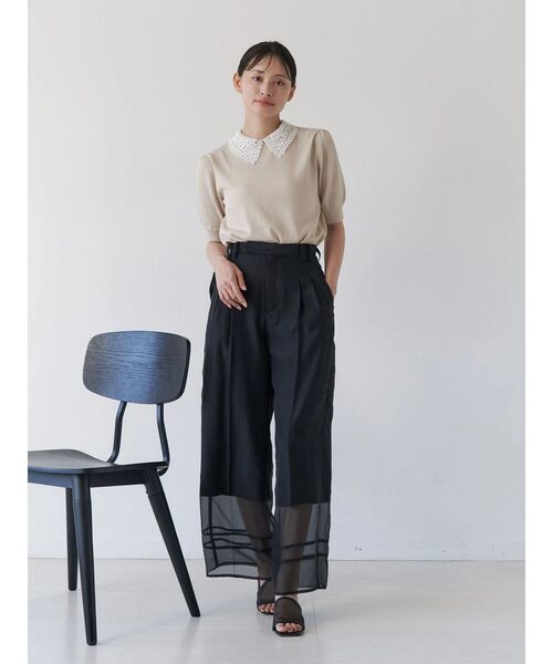 TONAL（トーナル）の「衿レースハーフスリーブニット（ニット/セーター・レディース・ブラック/ライトブルー/アイボリー・MEDIUM）」の11枚目の写真