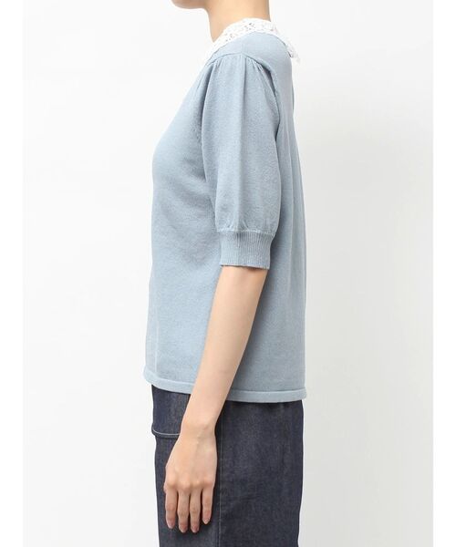 TONAL（トーナル）の「衿レースハーフスリーブニット（ニット/セーター・レディース・ブラック/ライトブルー/アイボリー・MEDIUM）」の16枚目の写真