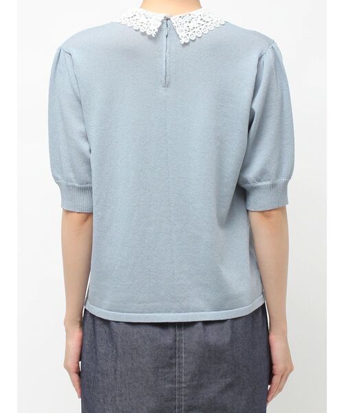 TONAL（トーナル）の「衿レースハーフスリーブニット（ニット/セーター・レディース・ブラック/ライトブルー/アイボリー・MEDIUM）」の17枚目の写真