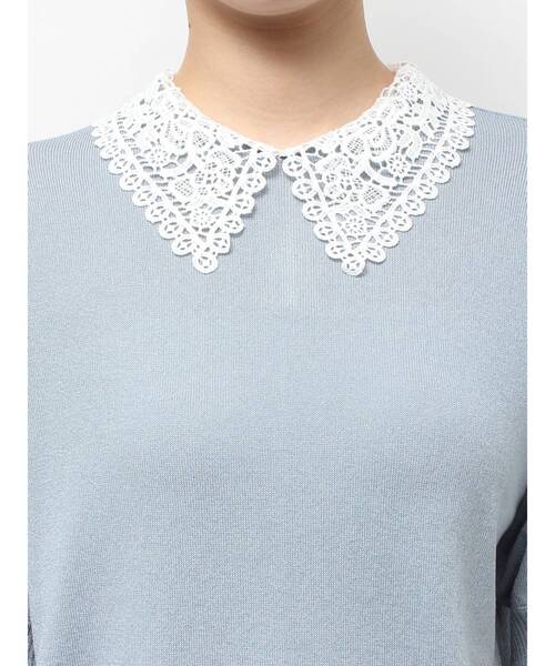 TONAL（トーナル）の「衿レースハーフスリーブニット（ニット/セーター・レディース・ブラック/ライトブルー/アイボリー・MEDIUM）」の18枚目の写真