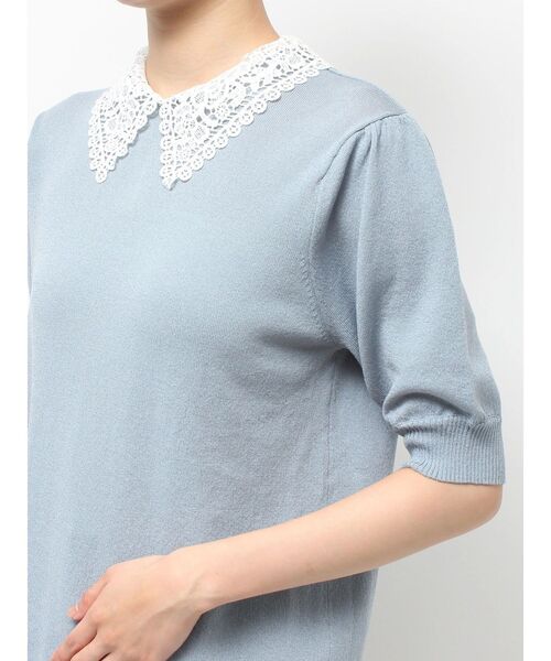 TONAL（トーナル）の「衿レースハーフスリーブニット（ニット/セーター・レディース・ブラック/ライトブルー/アイボリー・MEDIUM）」の19枚目の写真