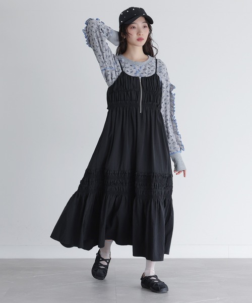 somari imagination（ソマリ イマジネーション）の「『フリルキャミワンピース』（ワンピース・レディース・ブラック/チャコール・2/1）」の2枚目の写真