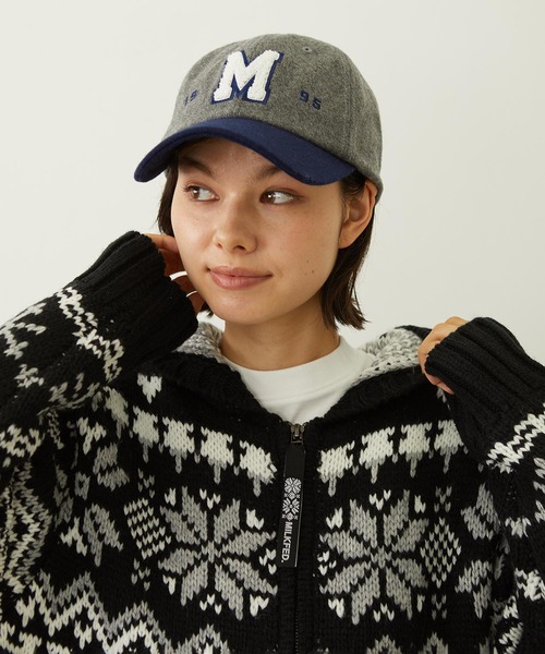MILKFED.(ミルクフェド)の「CHENILLE LOGO EMBROIDERY MELTON CAP(キャップ・レディース・オフホワイト/ブラック/グレー・ONE SIZE)」の1枚目の写真