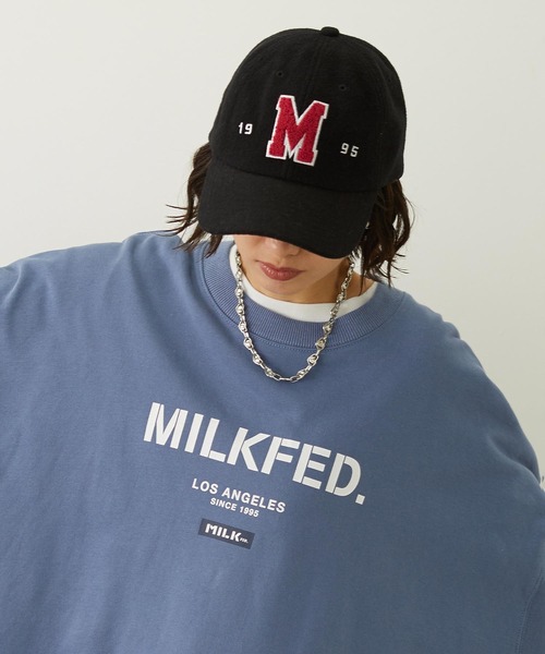 MILKFED.(ミルクフェド)の「CHENILLE LOGO EMBROIDERY MELTON CAP(キャップ・レディース・オフホワイト/ブラック/グレー・ONE SIZE)」の3枚目の写真