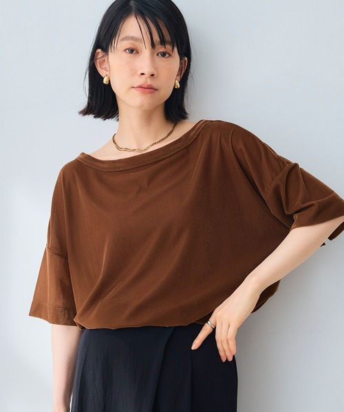 CROSS FUNCTION(クロスファンクション)の「《高通気性》エブ楽 セミシアースキンベロアTシャツ【CROSS FUNCTION/クロスファンクション】(Tシャツ/カットソー・レディース・ブラウン/ブルー/グレー・M/LL/L)」の17枚目の写真