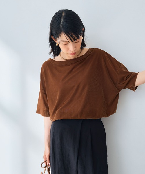 CROSS FUNCTION(クロスファンクション)の「《高通気性》エブ楽 セミシアースキンベロアTシャツ【CROSS FUNCTION/クロスファンクション】(Tシャツ/カットソー・レディース・ブラウン/ブルー/グレー・M/LL/L)」の19枚目の写真