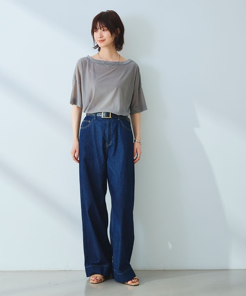 CROSS FUNCTION(クロスファンクション)の「《高通気性》エブ楽 セミシアースキンベロアTシャツ【CROSS FUNCTION/クロスファンクション】(Tシャツ/カットソー・レディース・ブラウン/ブルー/グレー・M/LL/L)」の12枚目の写真