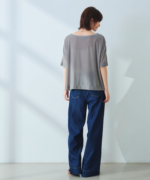 CROSS FUNCTION(クロスファンクション)の「《高通気性》エブ楽 セミシアースキンベロアTシャツ【CROSS FUNCTION/クロスファンクション】(Tシャツ/カットソー・レディース・ブラウン/ブルー/グレー・M/LL/L)」の16枚目の写真