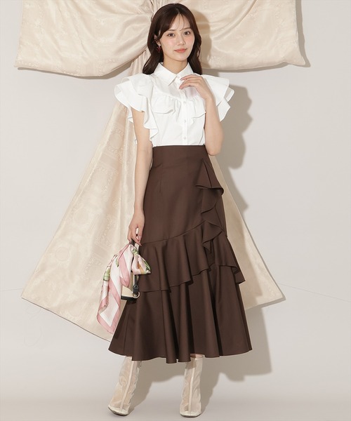 WILLSELECTION(ウィルセレクション)の「ラッフルティアードヘムスカート(スカート・レディース・ブラウン系その他/ダークブラウン/レッド系その他・FREE)」の5枚目の写真