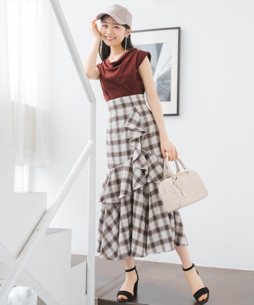 WILLSELECTION(ウィルセレクション)の「ラッフルティアードヘムスカート(スカート・レディース・ブラウン系その他/ダークブラウン/レッド系その他・FREE)」の4枚目の写真