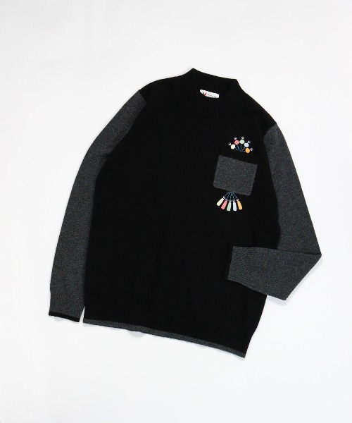 ピッコーネ　カシミヤ100チュニック カシミヤ100％配色ニット（ニット/セーター）｜Picone CLUB