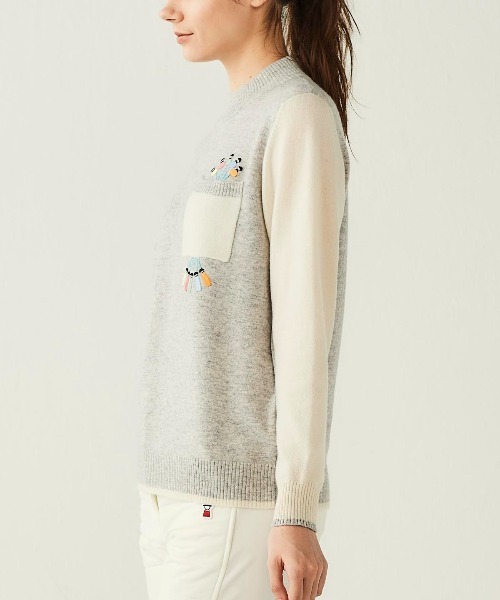 Picone CLUB(ピッコーネクラブ)の「カシミヤ100%配色ニット(ニット/セーター・レディース・ライトグレー/ベージュ/ブラック・S/M)」の11枚目の写真