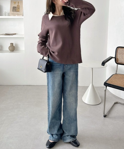 TREOVER(トレオーバー)の「《シンプルなのに拘りデザイン》ラグランスリーブ ワッフルプルオーバー(Tシャツ/カットソー・レディース・オフホワイト/杢グレー/チャコール/ダークグレー/ブラウン/ブラック/イエロー/ライトグレー/ピンク・FREE)」の22枚目の写真