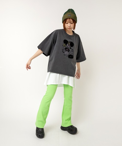 RNA（アールエヌエー）の「E5120 2カラーリブニットキャップ（ニットキャップ/ビーニー・レディース・ブラック×グレー/バーガンディー/グリーン×オレンジ・FREE）」の12枚目の写真